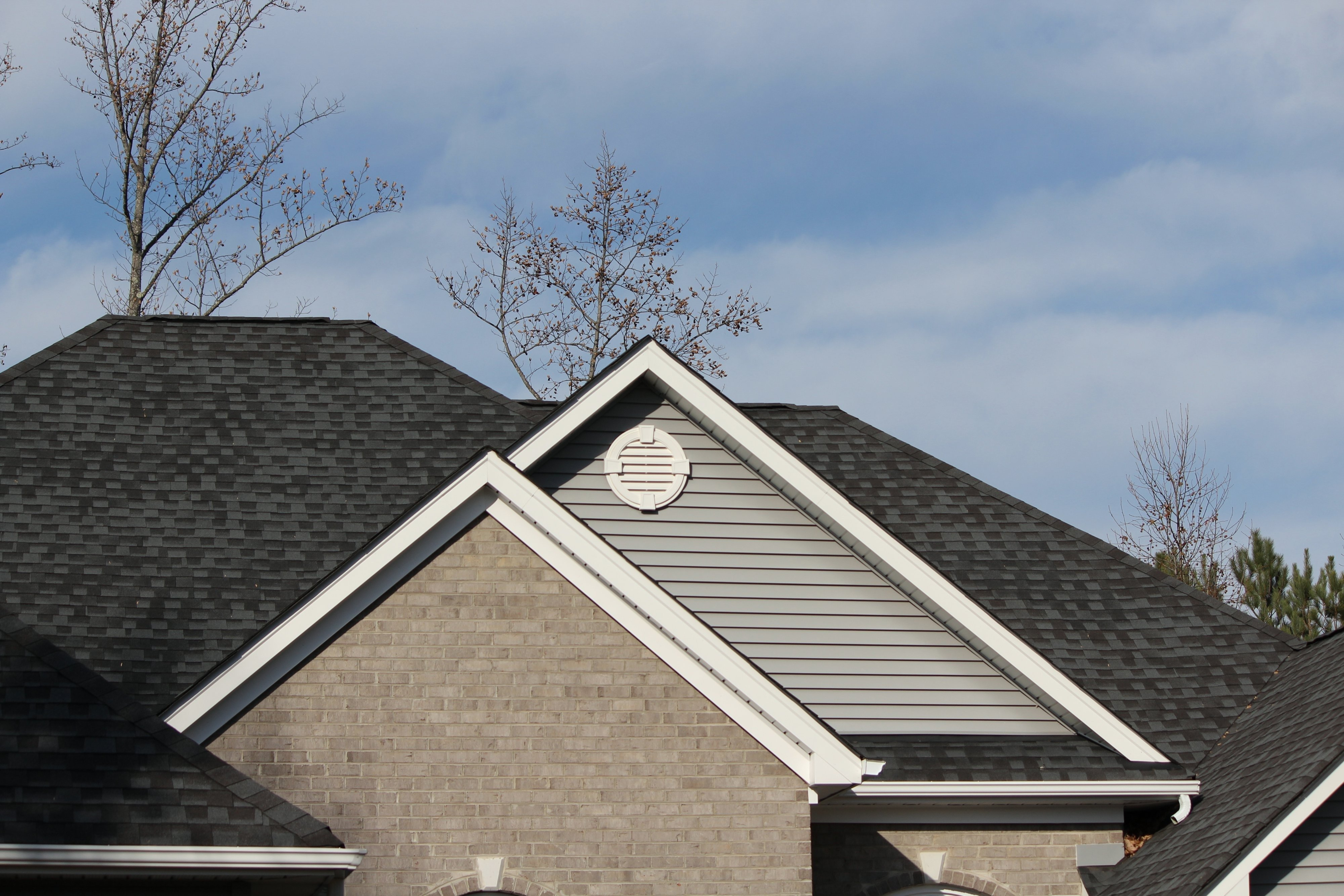 A residential shingle roof